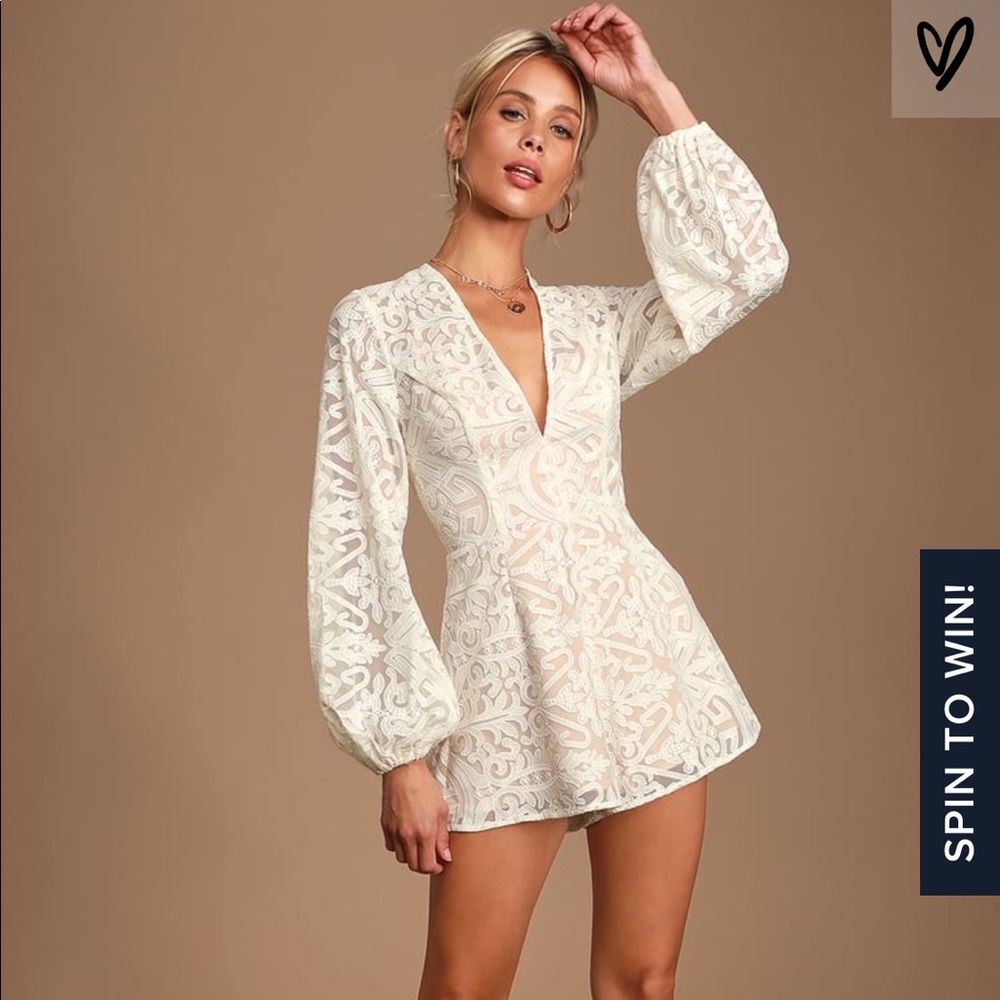 Sofia Ivory Lace Long Sleeve Romper